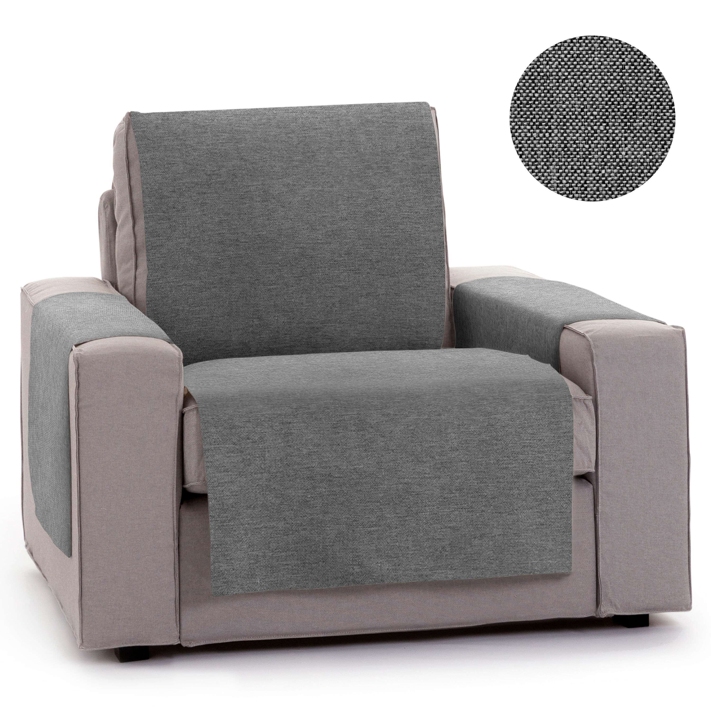 Vipalia Protector Cubre Sof&aacute; 4 Plazas Color Gris Oscuro Modelo Brisa, , large Imagen numero 8