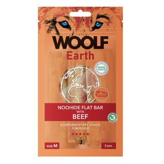 Woolf Earth Noohide M Barrita Plana Con Ternera para perros