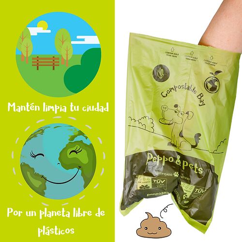Peppo And Pets Bolsas Compostables Para Recoger Cacas De Perro thumbnail
