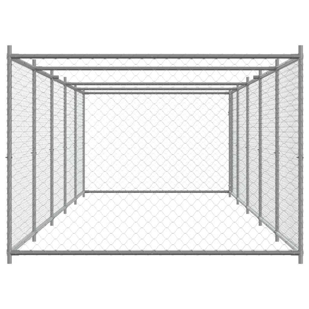 vidaXL Jaula de perros con puerta acero galvanizado gris 10x2x1,5 m, , large Imagen numero 4