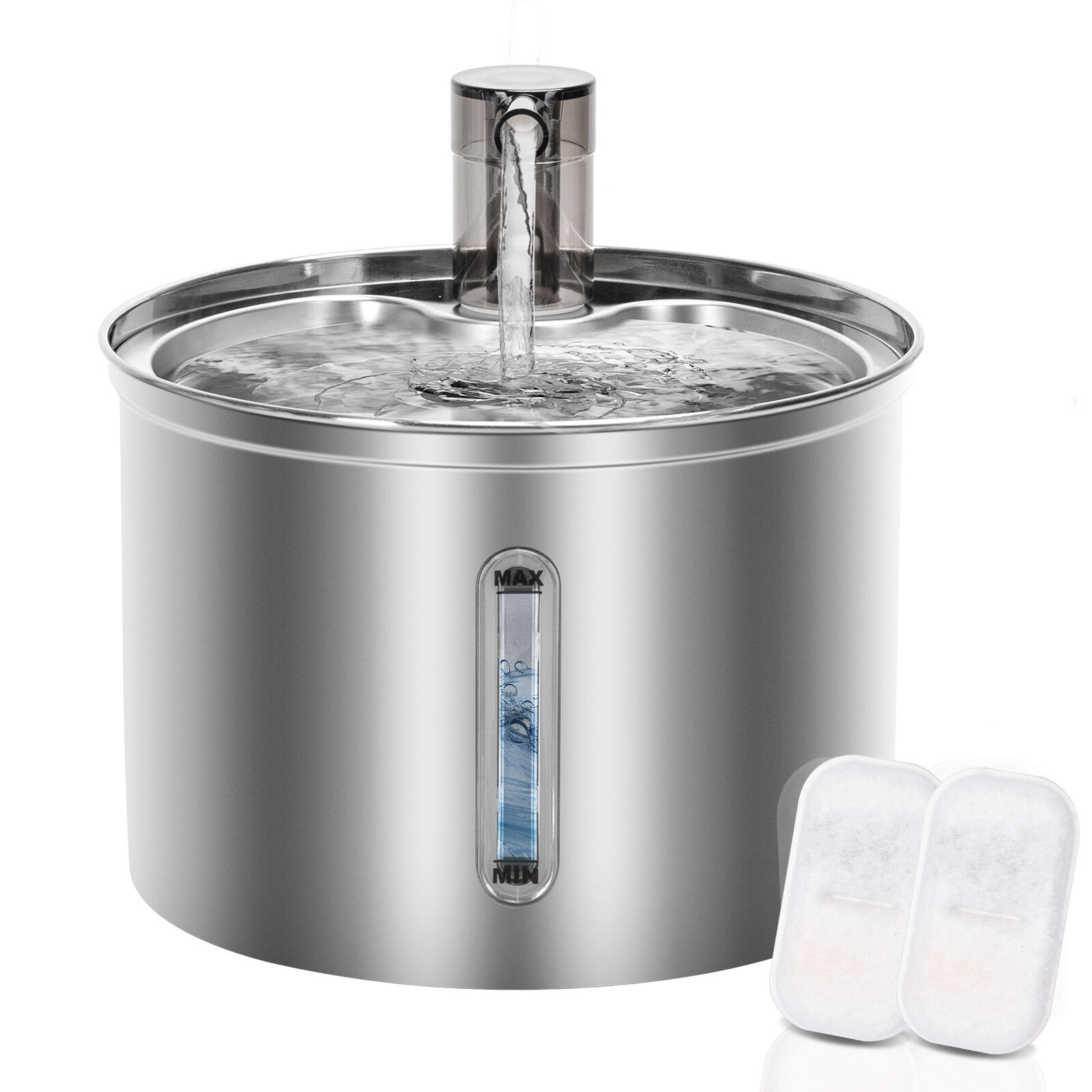Nobleza - 2.5L Fuente para Gatos Acero Inoxidable, Fuente Gato Silenciosa - Fuente de Agua para Perros, Bebedero Silencioso con Triple Filtraci&oacute;n, Apto para Gatos, Perros y Mascotas, , large Imagen numero 1