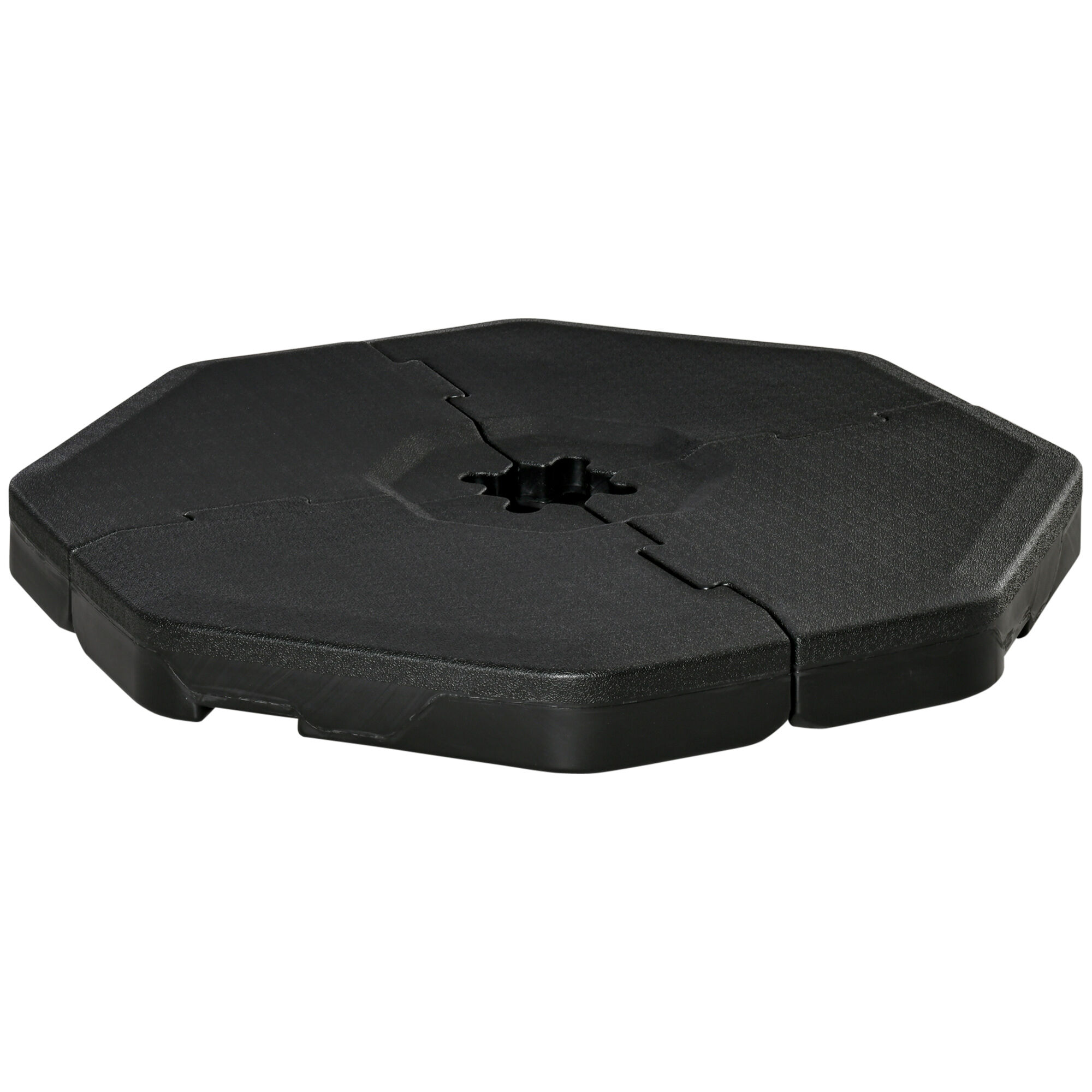 Outsunny 4 Pesos para Base de Sombrilla Rellenable de Agua 104 kg Arena 125 kg o Mixto 140 kg 4 Piezas para Base Cruzada de Parasol para Jard&iacute;n Exterior 109x109x13 cm Negro, , large Imagen numero 1