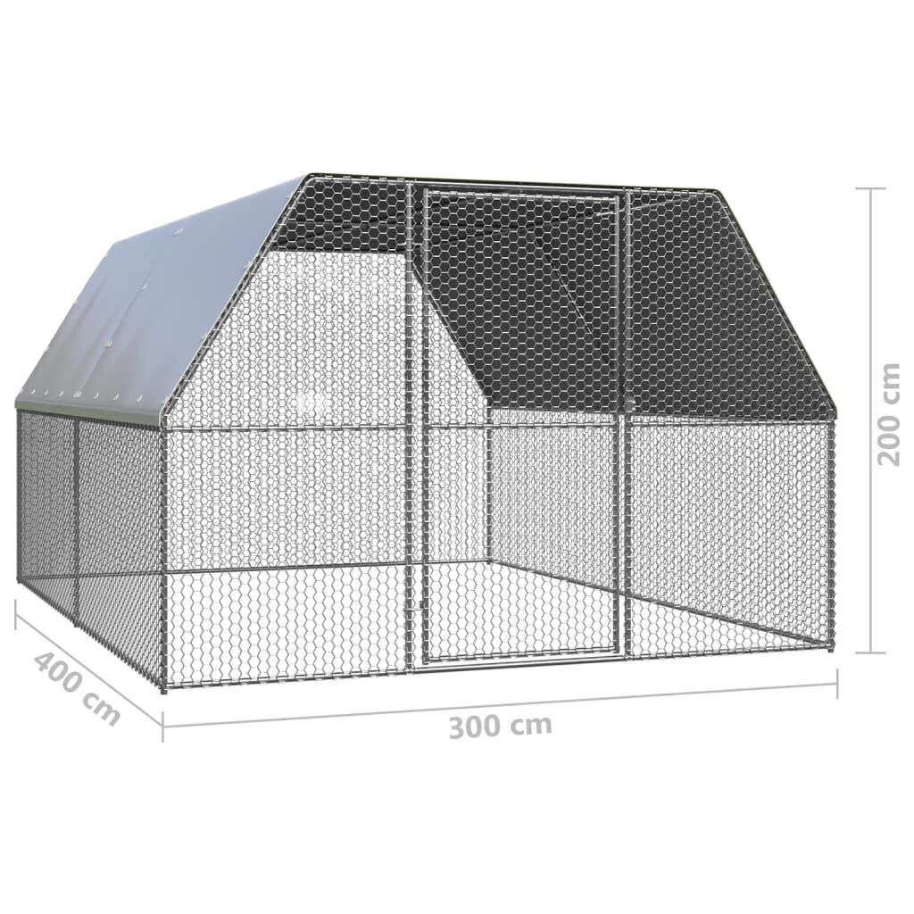 vidaXL Jaula gallinero de acero galvanizado 3x12x2 m, , large Imagen numero 19