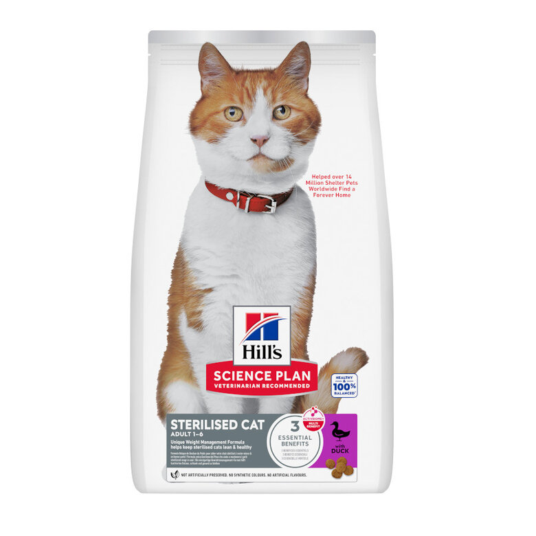 1.5 kg Hill's Science Plan Sterilised Young Adult Pato pienso para gatos