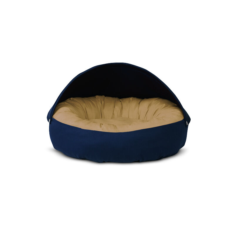 Gauty Cama Redonda para Perros y Gatos  Tela de sarga - Azul oscuro y beige, , large Imagen numero 1