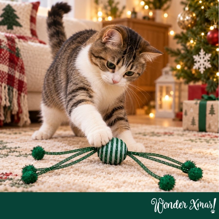 Wonder Christmas Pelota Brillante con Cuerda Juguete para gatos, , large Imagen numero 2