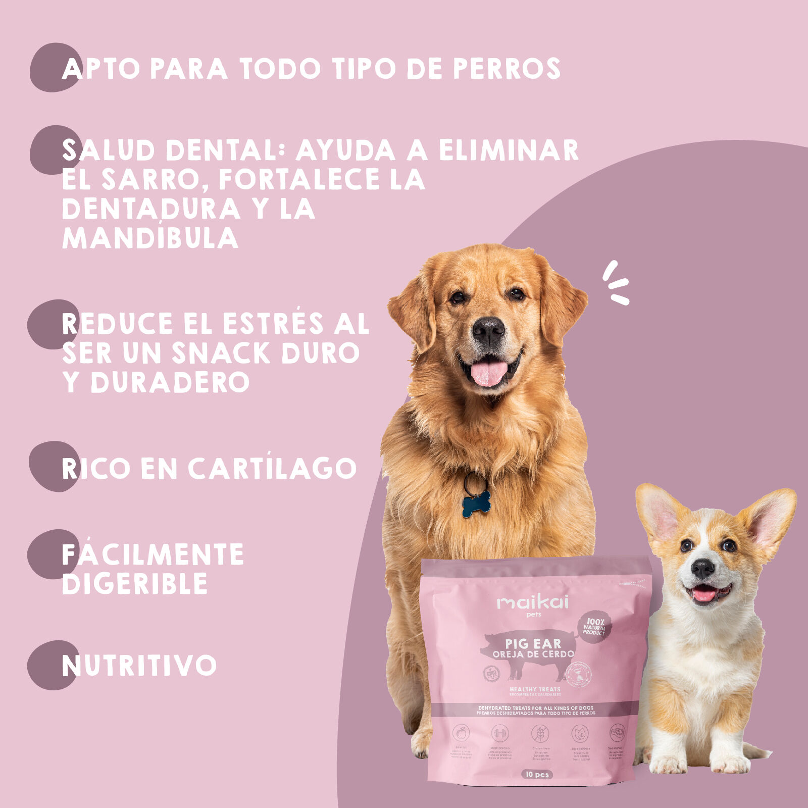 MAIKAI PETS Orejas de Cerdo - Chuches y Snacks para Perros, , large Imagen numero 4