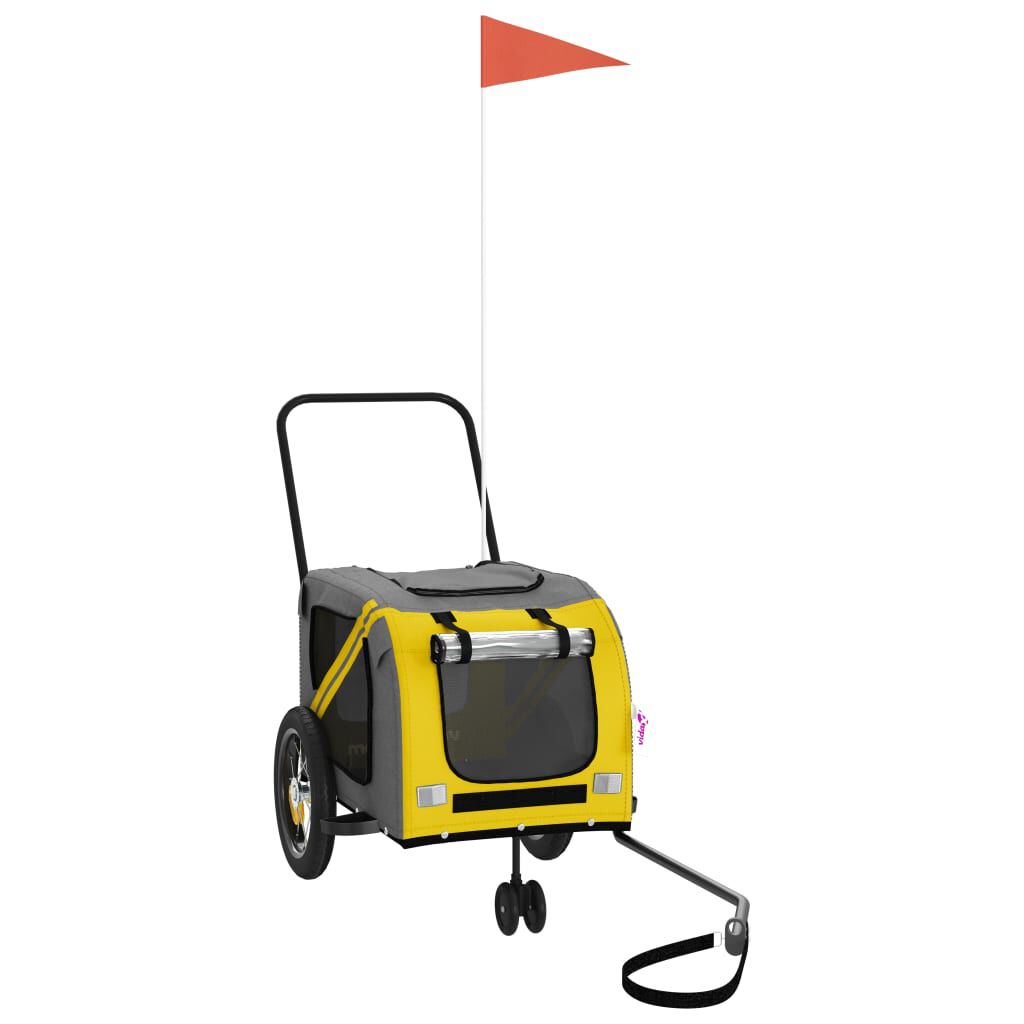 vidaXL Remolque bicicleta mascotas hierro tela Oxford amarillo negro, , large Imagen numero 1