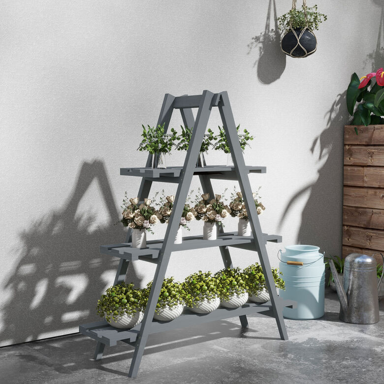 Outsunny Estantería Para Plantas Plegable De Madera Soporte Para Macetas thumbnail