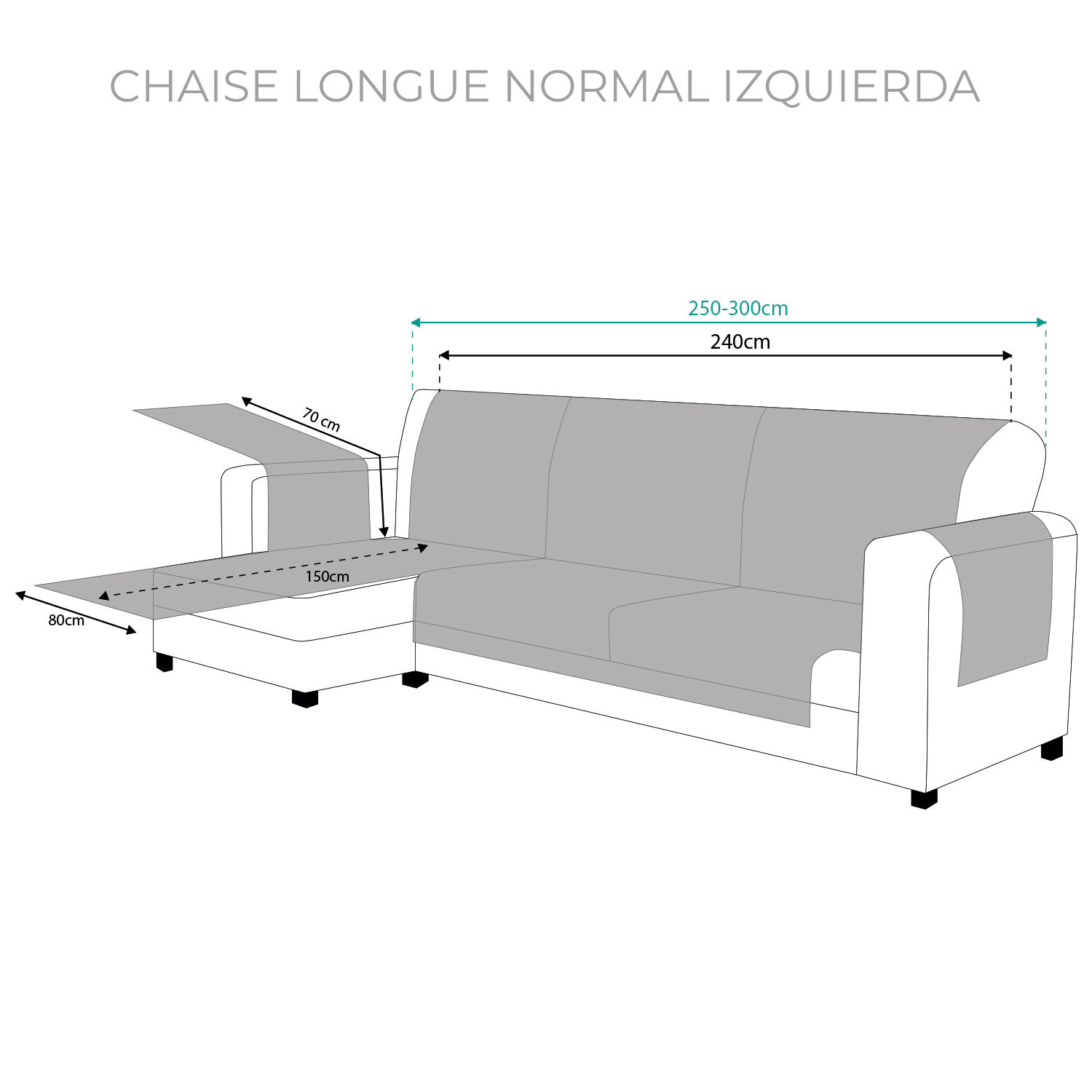 Vipalia Protector Funda Chaise Longue Lisa. Cubresofa Chenilla. Dise&ntilde;o Elite. Color Vison. Chaise Corto Izquierda, , large Imagen numero 5