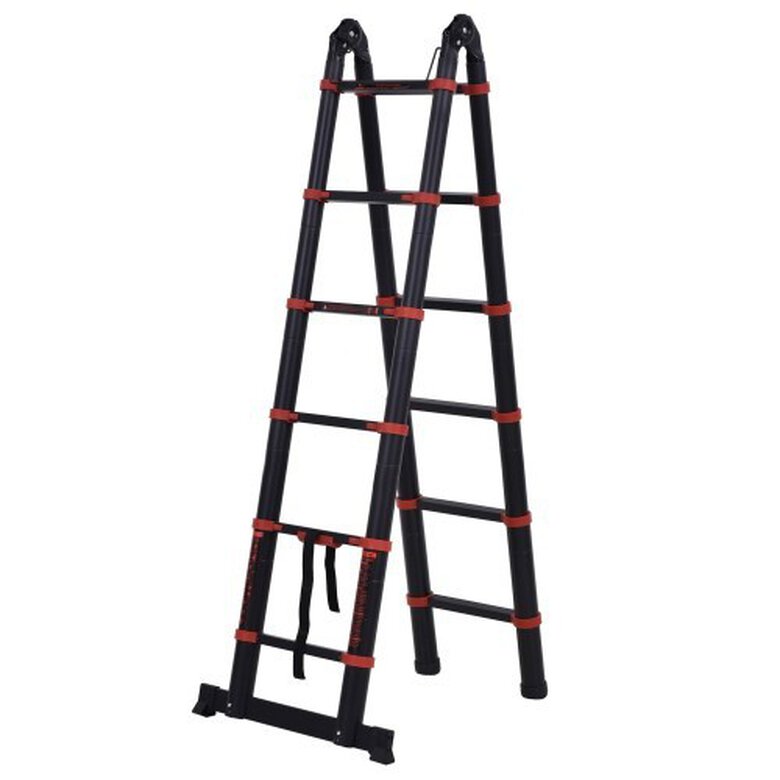 Escalera de aluminio Homcom plegable color Negro, , large image number null