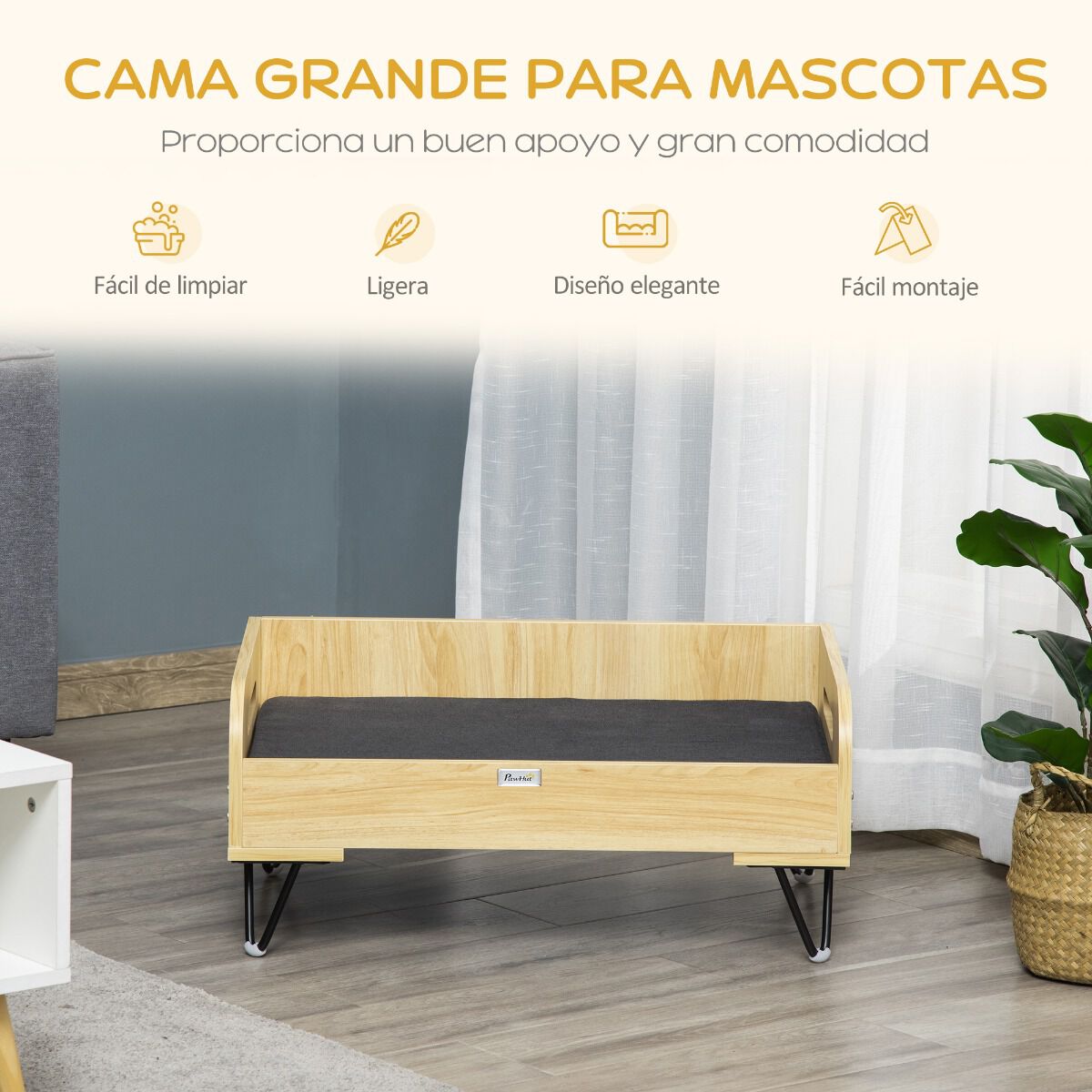 PawHut Sof&aacute; de Madera para Perros Gatos, , large Imagen numero 5