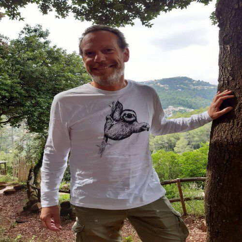 Camiseta unisex perezoso color Blanco thumbnail