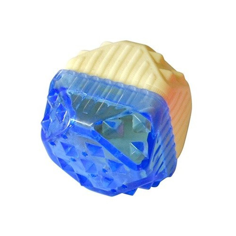 DZL pelota de juguete cuadrada con sonido y congelable azul y beige para perros, , large image number null