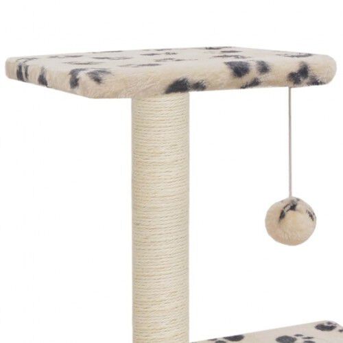 Rascador con postes de sisal para gatos color Beige Huellas, , large Imagen numero 5