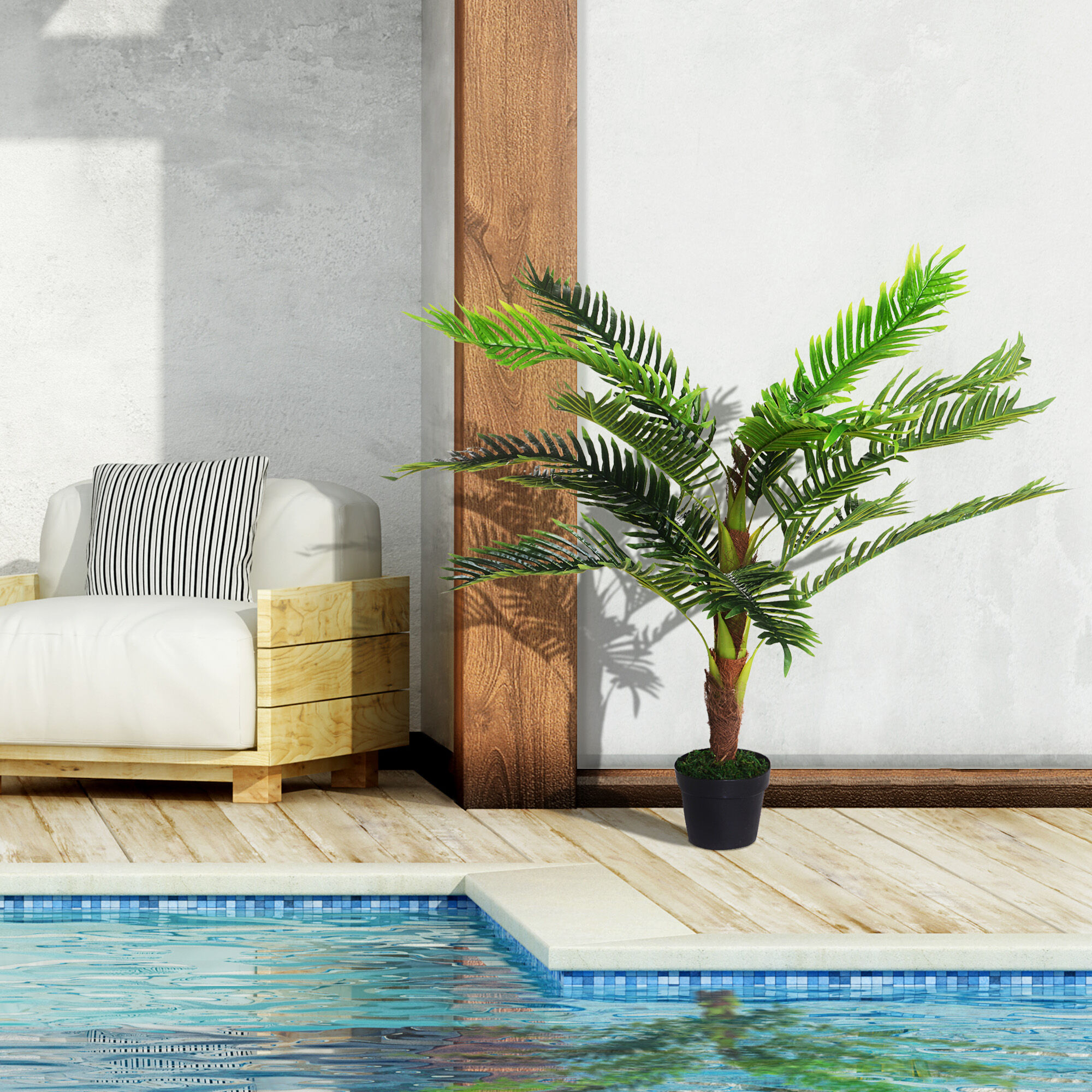 Outsunny Planta Artificial en Maceta Altura 123 cm &Aacute;rbol Artificial para Decoraci&oacute;n Hogar Oficina y Exterior Verde, , large Imagen numero 4