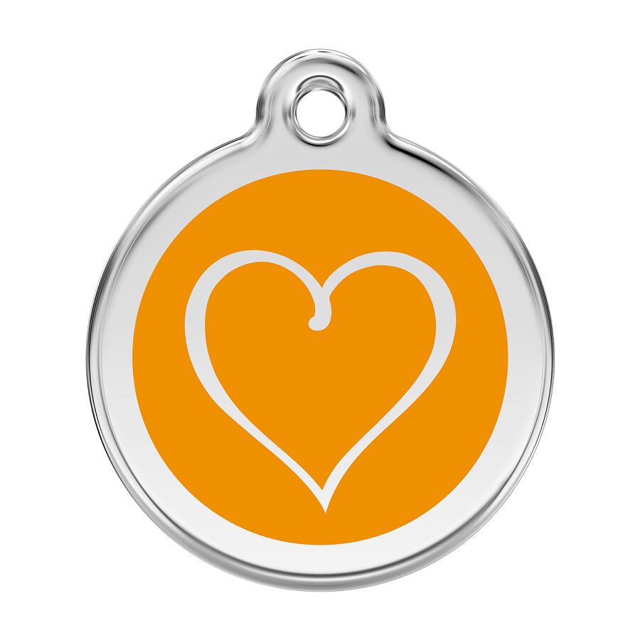 Placa identificativa Acero Inoxidable Esmalte Tribal Coraz&oacute;n Naranja para perros, , large Imagen numero 1