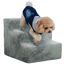 PawHut Escalera para Perros de 3 Peldaños con Funda Extraíble y Lavable Escalera para Mascotas Mayores Perros Pequeños Gatos para Cama Sofá 46x35x35 cm Gris Claro, , large indicador imagen numero 1