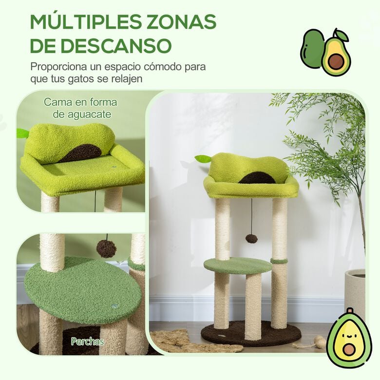 PawHut Árbol Rascador para Gatos en Forma de Aguacate verde thumbnail