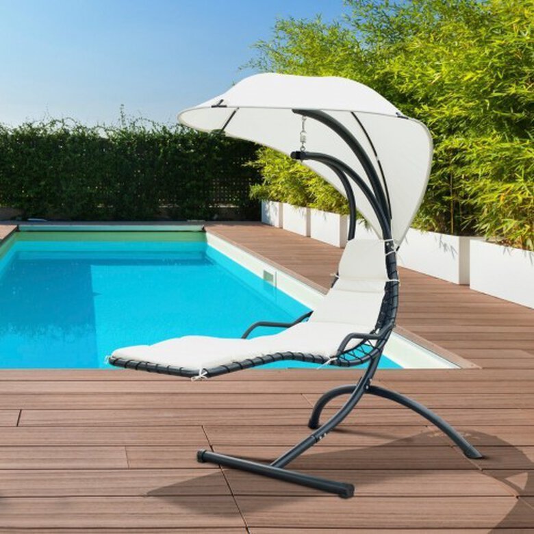 Tumbona tipo hamaca con toldo Outsunny color Crema, , large image number null