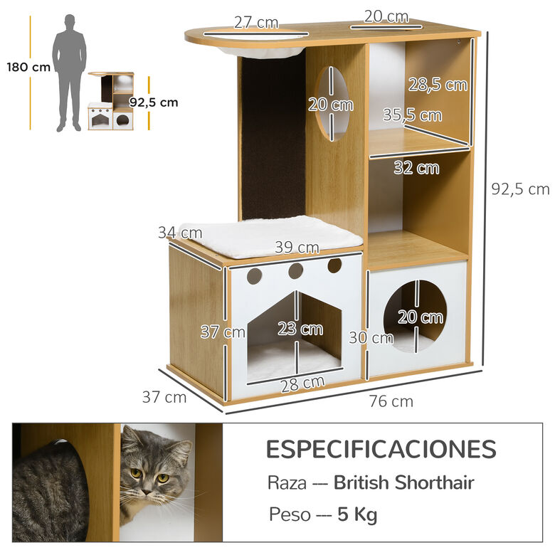 PawHut Árbol Rascador de madera con Cama para gatos thumbnail