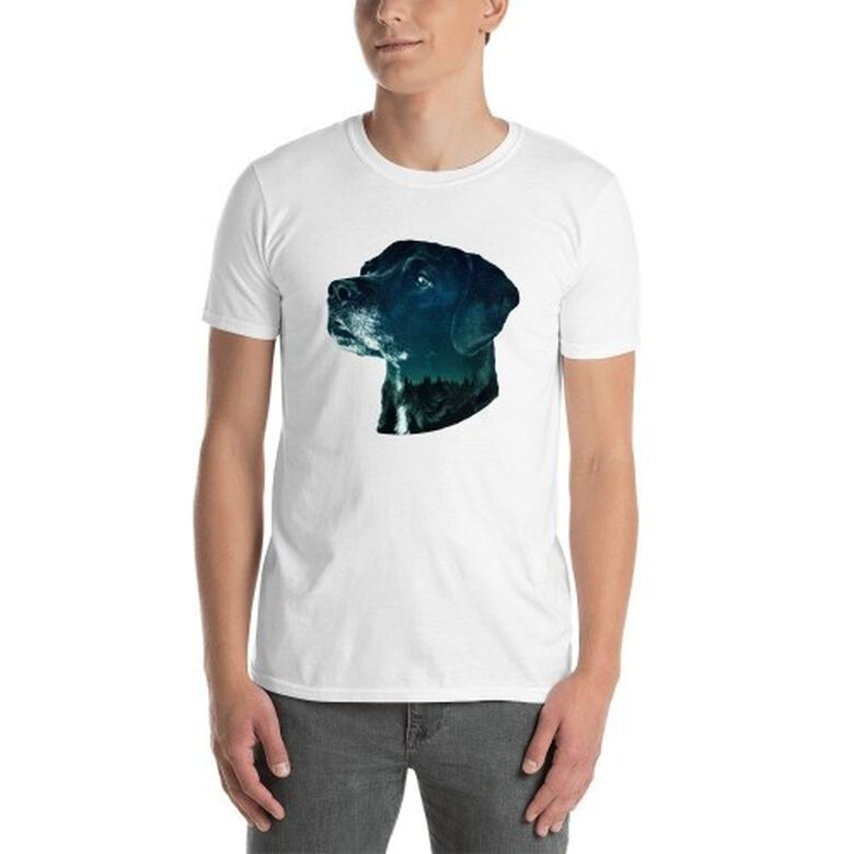 Mascochula camiseta hombre noche estrellada personalizada con tu mascota blanco thumbnail
