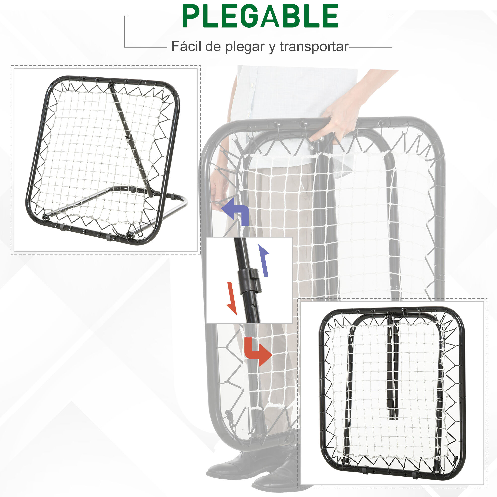 HOMCOM Red de Rebote negra Plegable y Ajustable en &Aacute;ngulo de 5 Niveles para Entrenamiento, , large Imagen numero 5