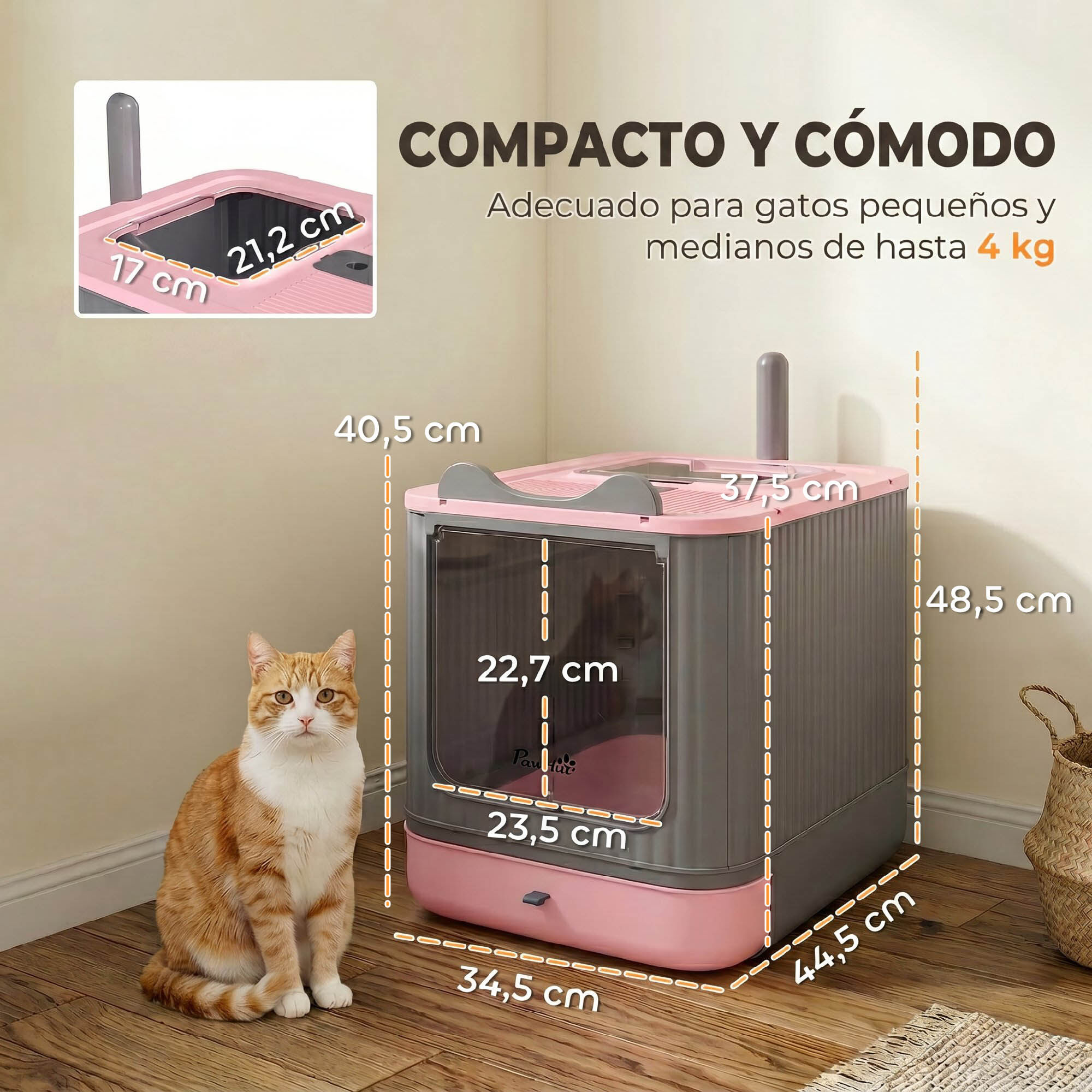 PawHut Arenero para Gato Rosa, , large Imagen numero 3