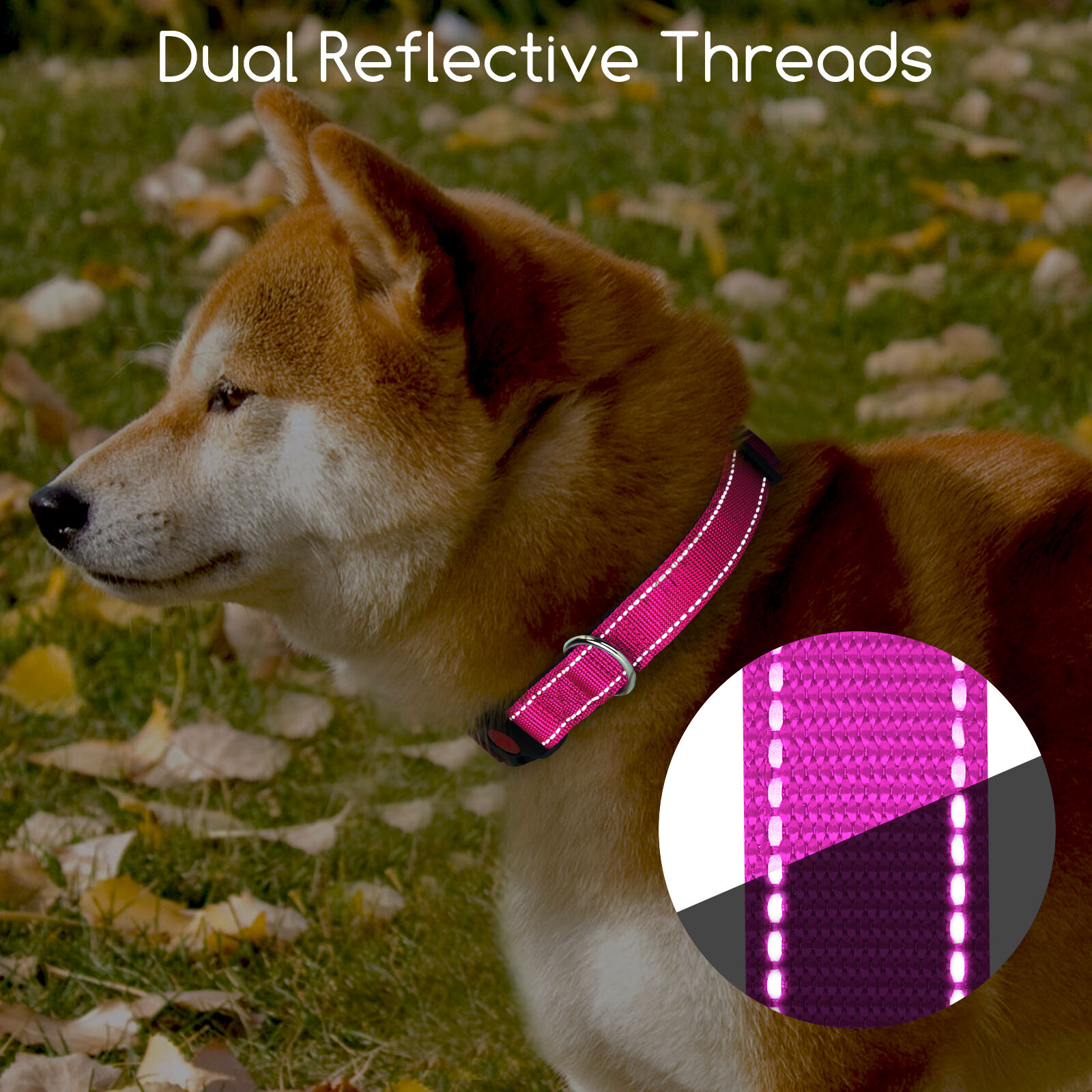 Nobleza - 2&times; Collar Perro, Collar Nylon Reflectante Suave Acolchado para Perros, Ajustable Collar Perro Grande con Cerradura de Seguridad, Collares de Entrenamiento para Perros (L, Rosa), , large Imagen numero 4
