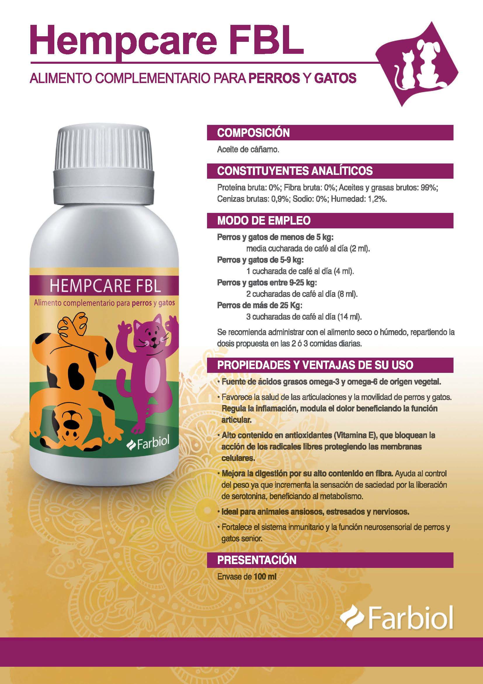 FARBIOL Alimento Complementario Hempcare FBL para perros y gatos thumbnail