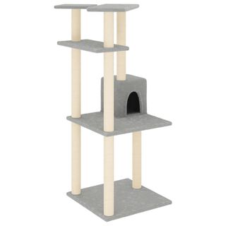 vidaXL Rascador con Postes de Sisal Gris Claro 123 cm para gatos