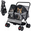 COSTWAY Carrito para Perros Doble, Cochecito Plegable para Perros con 2 Portabeb&eacute;s, Sombrilla Ajustable, Almohadilla Extra&iacute;ble, Cintur&oacute;n de Seguridad, Cesta, Carro Mascotas, Carga 12 kg uno (Gris), , large indicador imagen numero 1