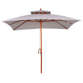 Outsunny Sombrilla de Bambú con Doble Techo Impermeable para jardín