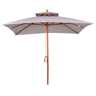 Outsunny Sombrilla de Bambú con Doble Techo Impermeable para jardín