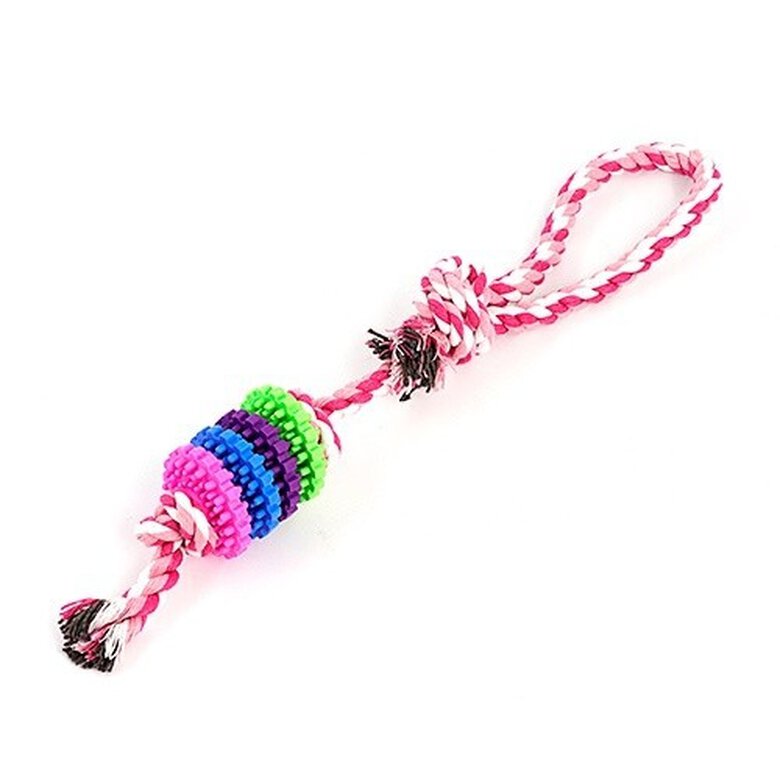 DZL juguete de cuerda con anillo y lazo rosa para perros, , large image number null