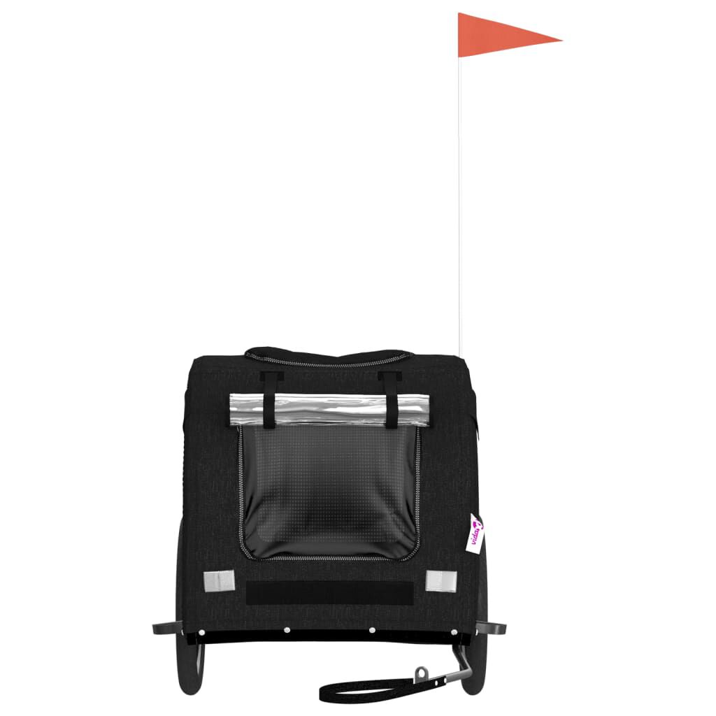 vidaXL Remolque de bicicleta para perros hierro y tela Oxford negro, , large Imagen numero 3