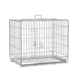 PawHut Jaula Plegable con Bandeja Extraíble y 2 Puertas con Pestillo Blanco para perro