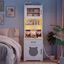 COSTWAY Mueble Arenero Gatos Alto con Luz LED, Armario Arenero para Gatos con Estantes, Estaci&oacute;n de Carga, Caj&oacute;n, 20 Modos de Luz, Control Remoto, Mueble Auxiliar para Gato, 50x45x152cm, Blanco, , large indicador imagen numero 2
