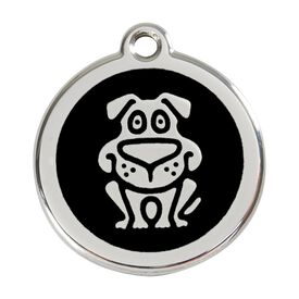 Red Dingo Placa identificativa Acero Inoxidable Esmalte Perro Negro para perros