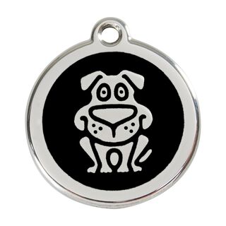 Red Dingo Placa identificativa Acero Inoxidable Esmalte Perro Negro para perros