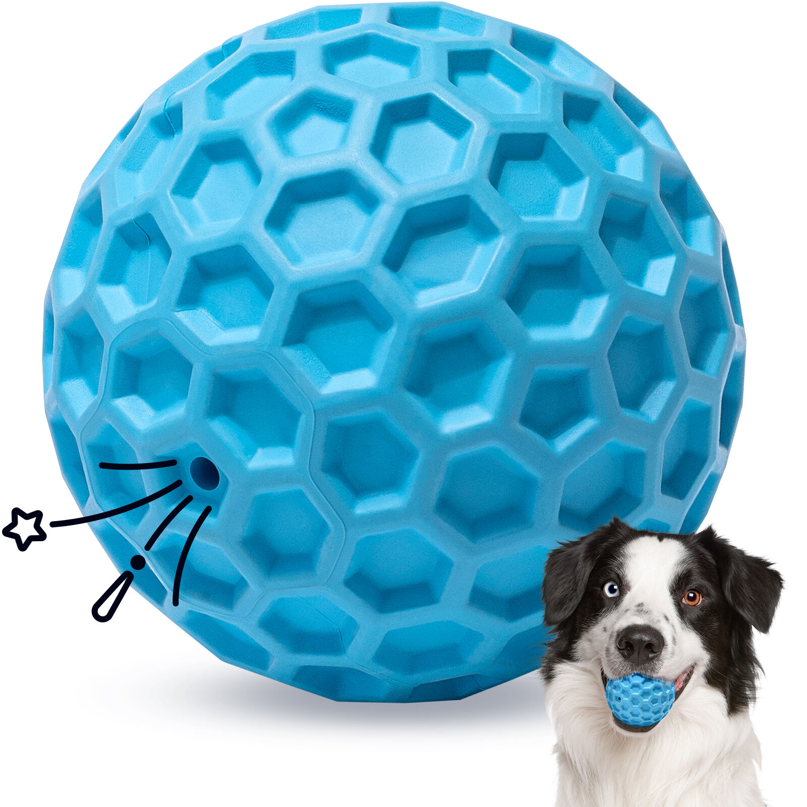 Nobleza Pelota Perros con Sonido,  Pelota de Juguete para Perros Interactivo, Indestructible Squeak Juguetes para Perro, Pelota Fun para Masticar Jugar Entrenamiento, Bolas de Caucho Natural, &Oslash; 5.5cm, , large Imagen numero 6