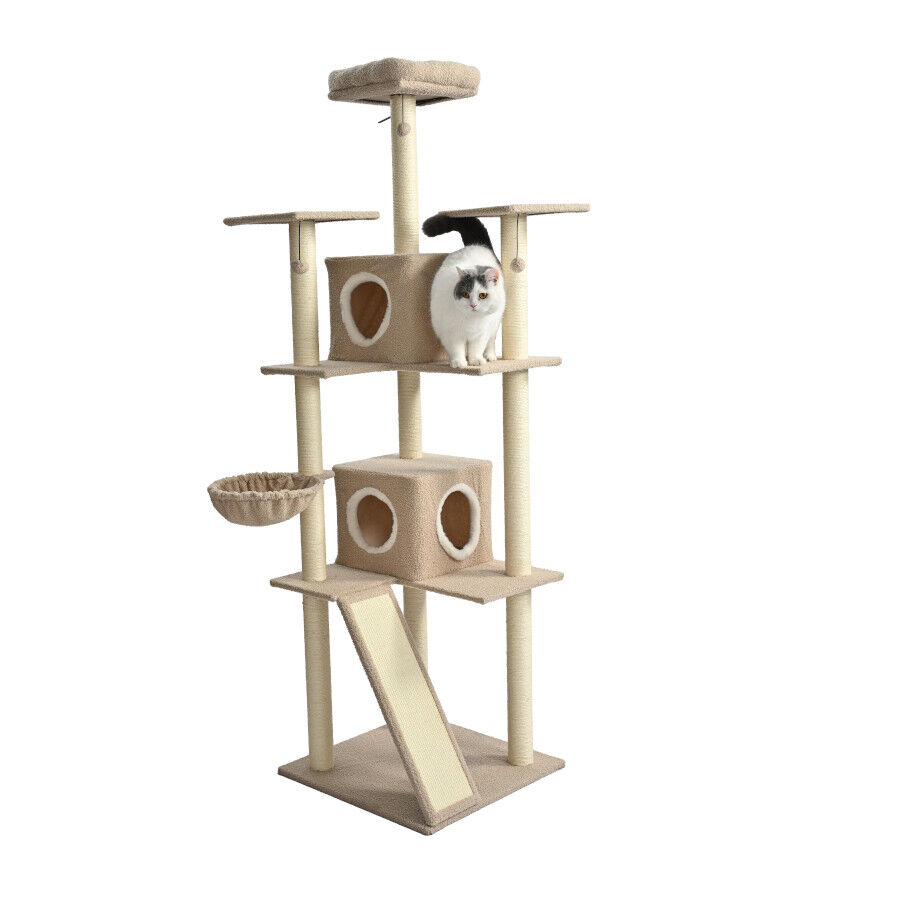 Leeby Boucle Collection Árbol rascador con camas y juguetes para gatos thumbnail