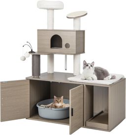 COSTWAY Árbol 2 en 1 con Caja de Arena para Gatos