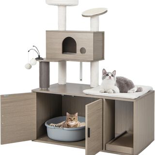 COSTWAY Árbol 2 en 1 con Caja de Arena para Gatos