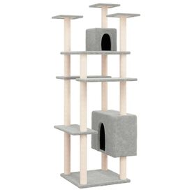 VidaXL Rascador con cueva y postes de sisal gris claro para gatos