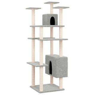 VidaXL Rascador con cueva y postes de sisal gris claro para gatos