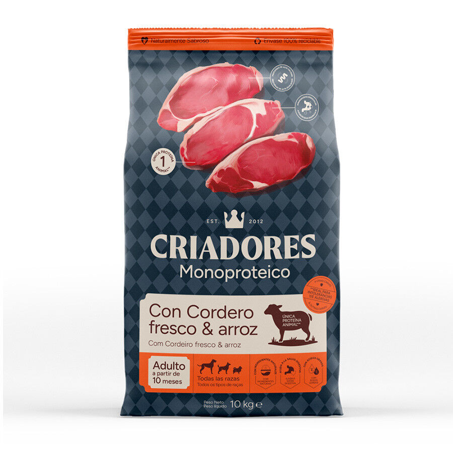 10 kg Criadores Monoproteico Adulto con Cordero pienso para perros, , large Imagen numero 1