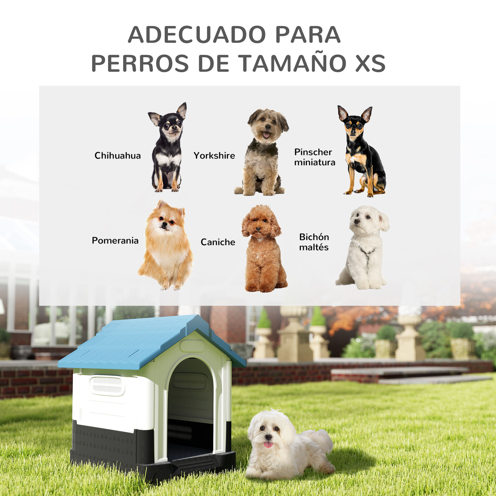 PawHut Caseta para Perros Azul, , large Imagen numero 4