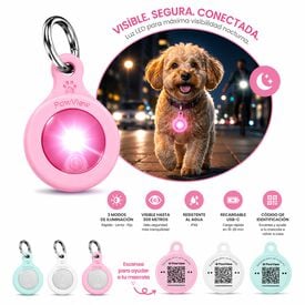 PawView Luz LED de Seguridad para Perros y Gatos con C&oacute;digo QR, Identificaci&oacute;n Digital, USB-C Recargable y 3 Modos de Luz