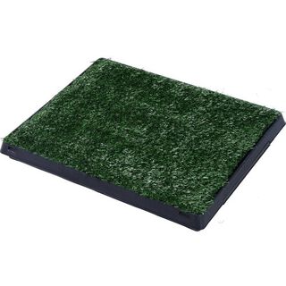 Pawhut inodoro con cajón efecto hierba negro y verde para perros